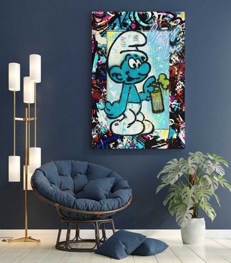 Mister-Kreativ XXL-Wandbild Graffiti Smurf - Premium Wandbild, Viele Größen + Materialien, Poster + Leinwand + Acrylglas