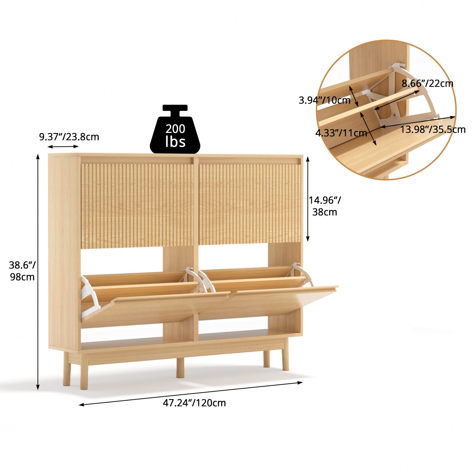 VOWNER Schuhschrank mit 4 Klappen – Versteckter schmaler Schuhregal mit Fli günstig online kaufen