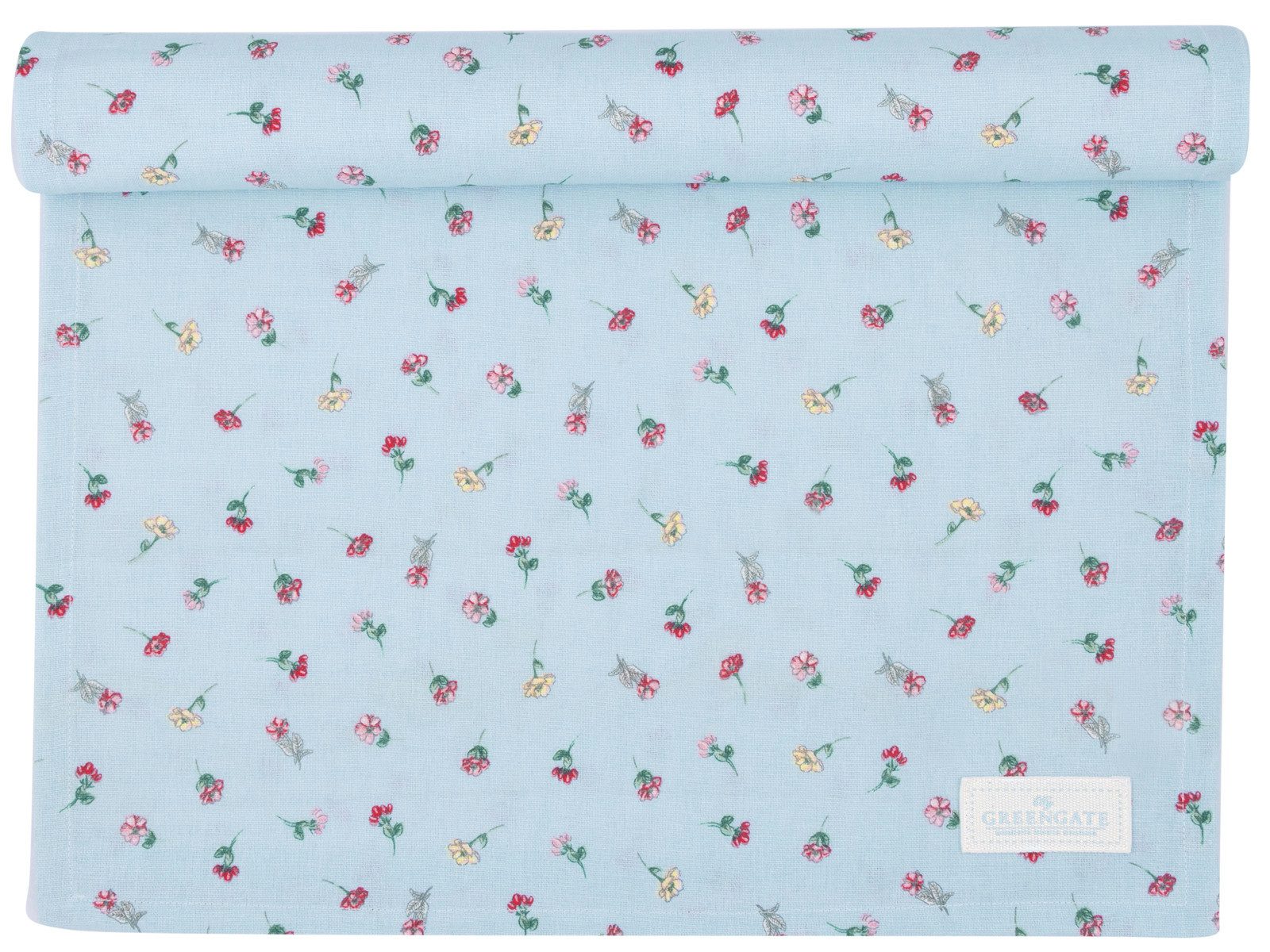 Greengate Tischdecke Lianca Tischläufer pale blue 140x45cm