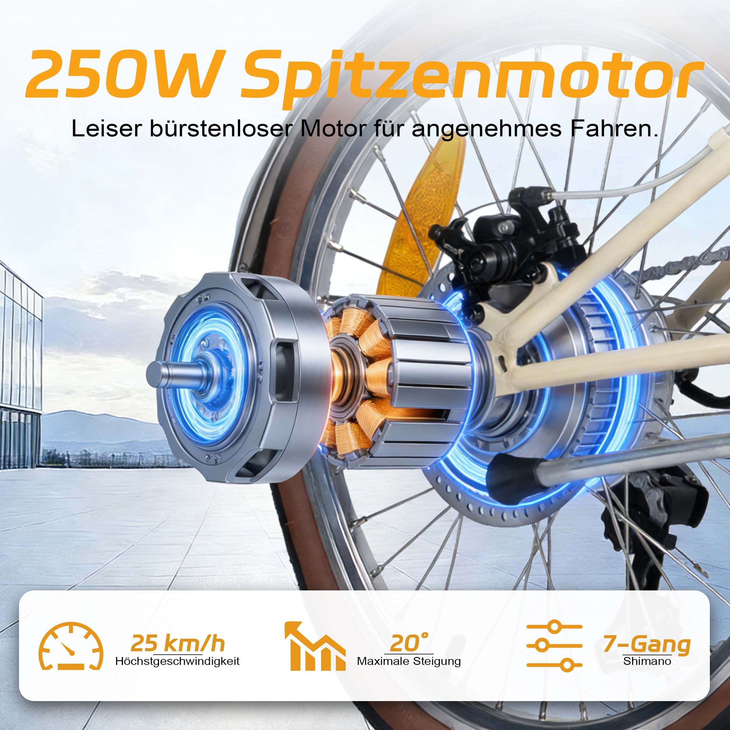 Vankel E-Bike Smart 20 Faltbares Damen u. Herren E-Fahrrad 190WH Pedelec, 36V 60 km, Heckmotor, 190 Wh, Cityrad 7 Gang Shimano,Scheibenbremsen, Kettenschaltung