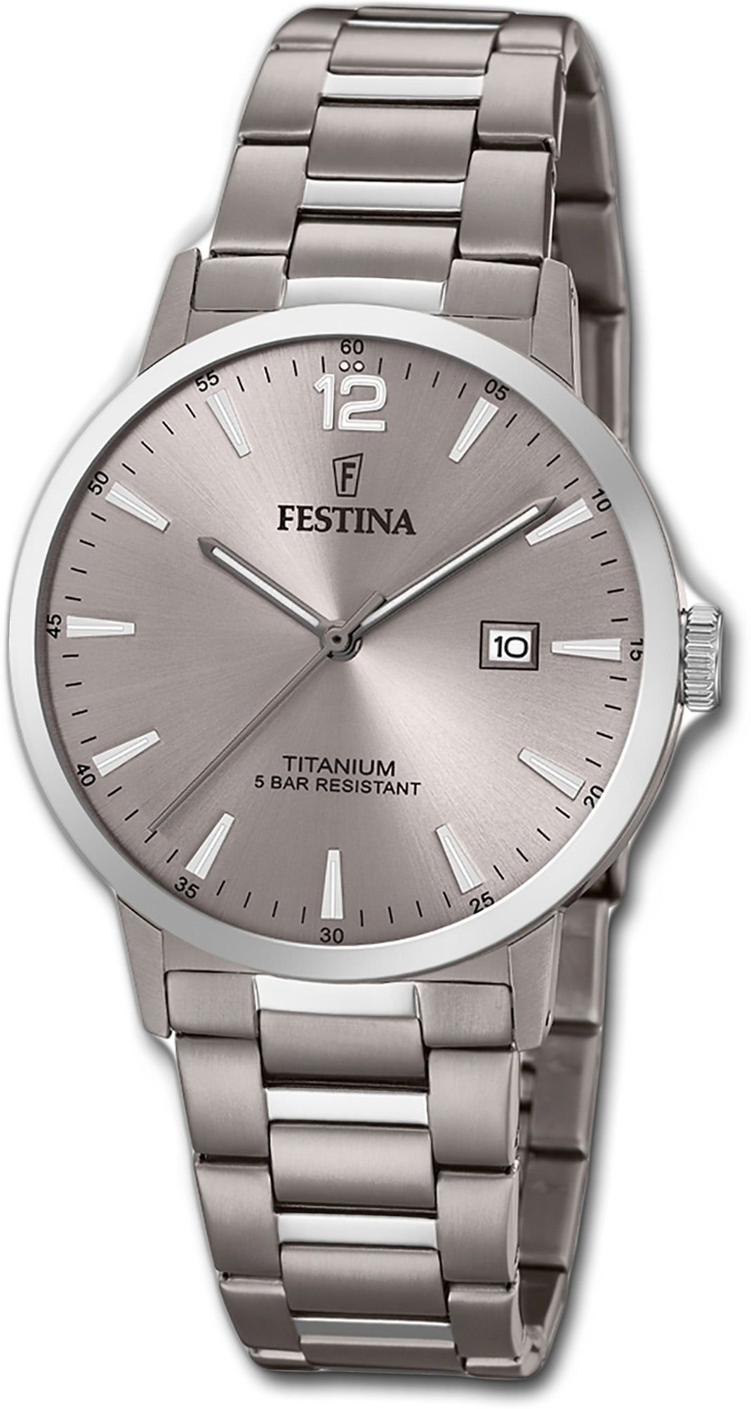 Festina Quarzuhr Festina Titan Herren Uhr, Herrenuhr Titanarmband silber, rund, groß (ca. 40mm)