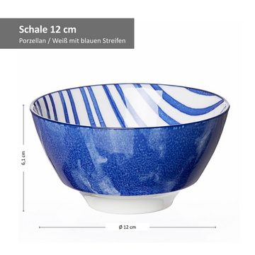 Ritzenhoff & Breker Servierschale 4er Set Schale 12cm Streifen Seaside - Ritzenhoff 270266, Porzellan