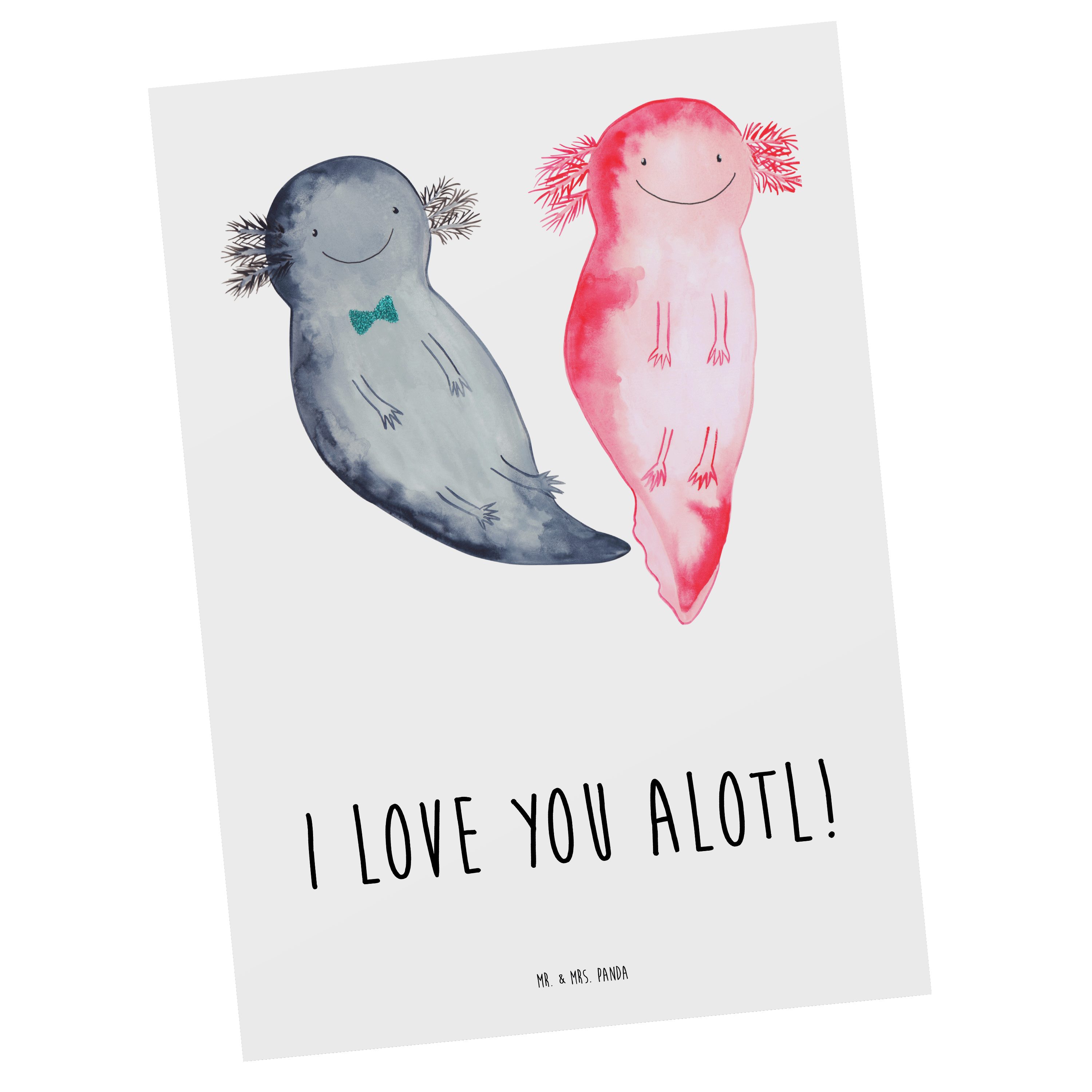 Mr. & Mrs. Panda Postkarte Axolotl Liebe - Weiß - Geschenk, Geschenkkarte, Freund, Grußkarte, Li | Grußkarten