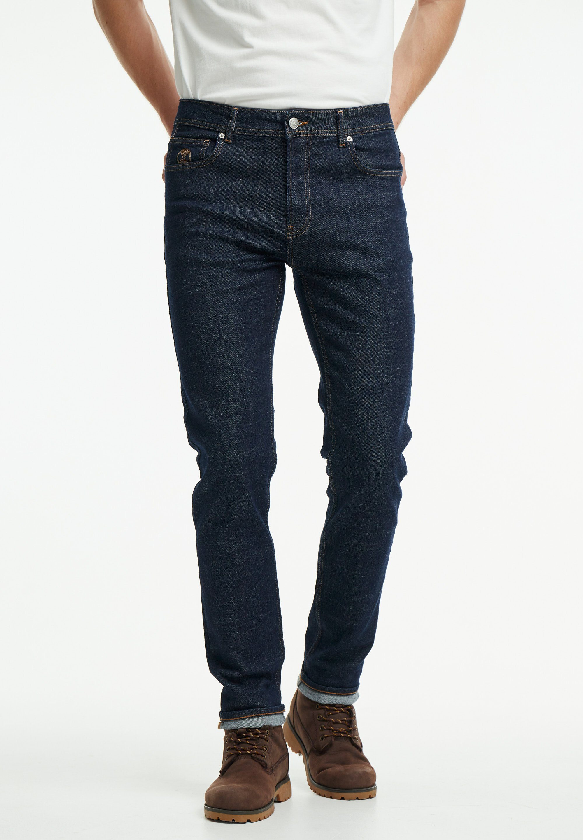 wem Tapered-fit-Jeans Oscar Tapered Fit – Mittlere Bundhöhe: Oben breiter, unten schmaler rinse denim