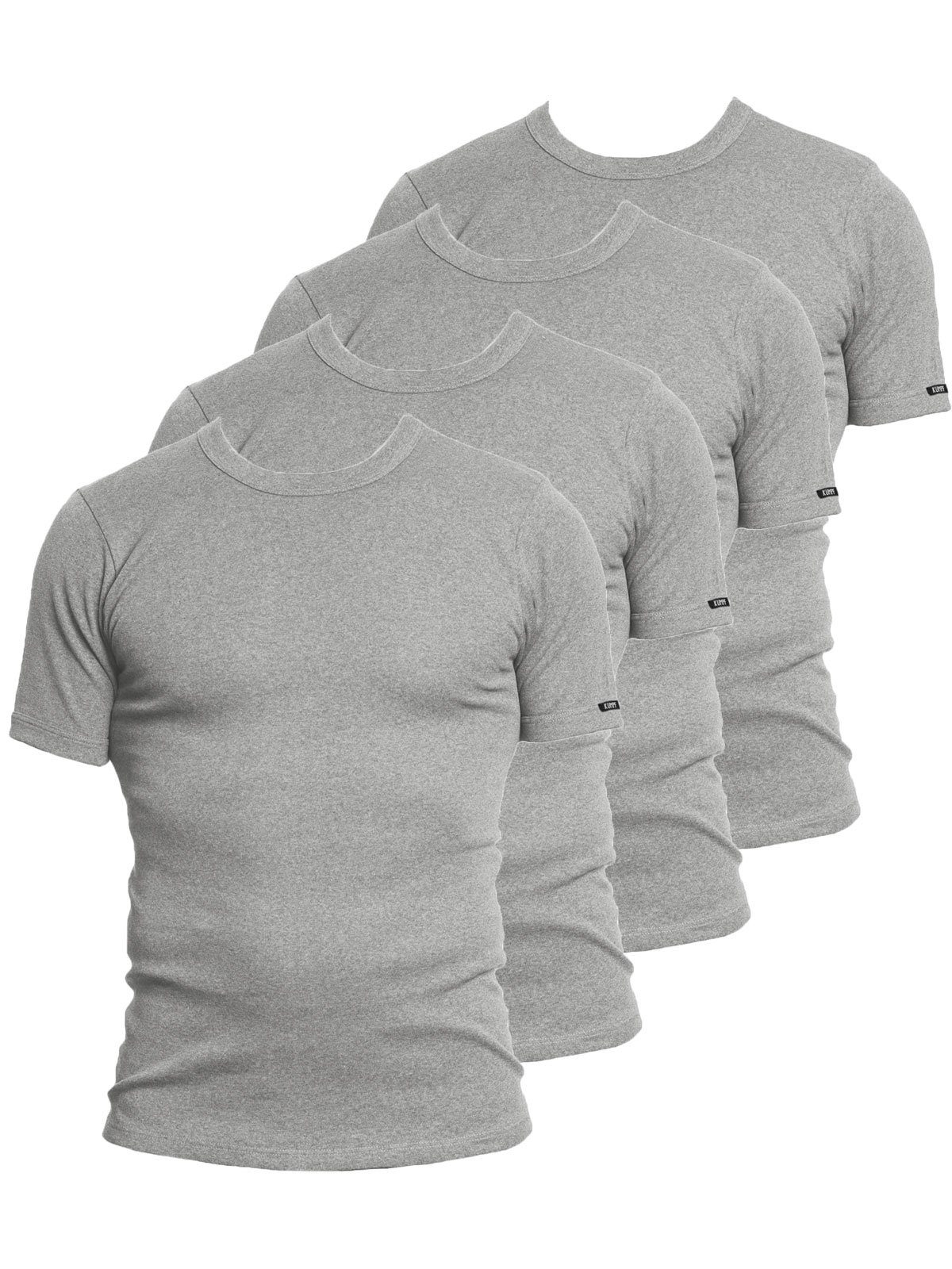 4er Sparpack 4-St) KUMPF Markenqualität T-Shirt Unterziehshirt stahlgrau-melange hohe (Spar-Set, Herren Bio Cotton