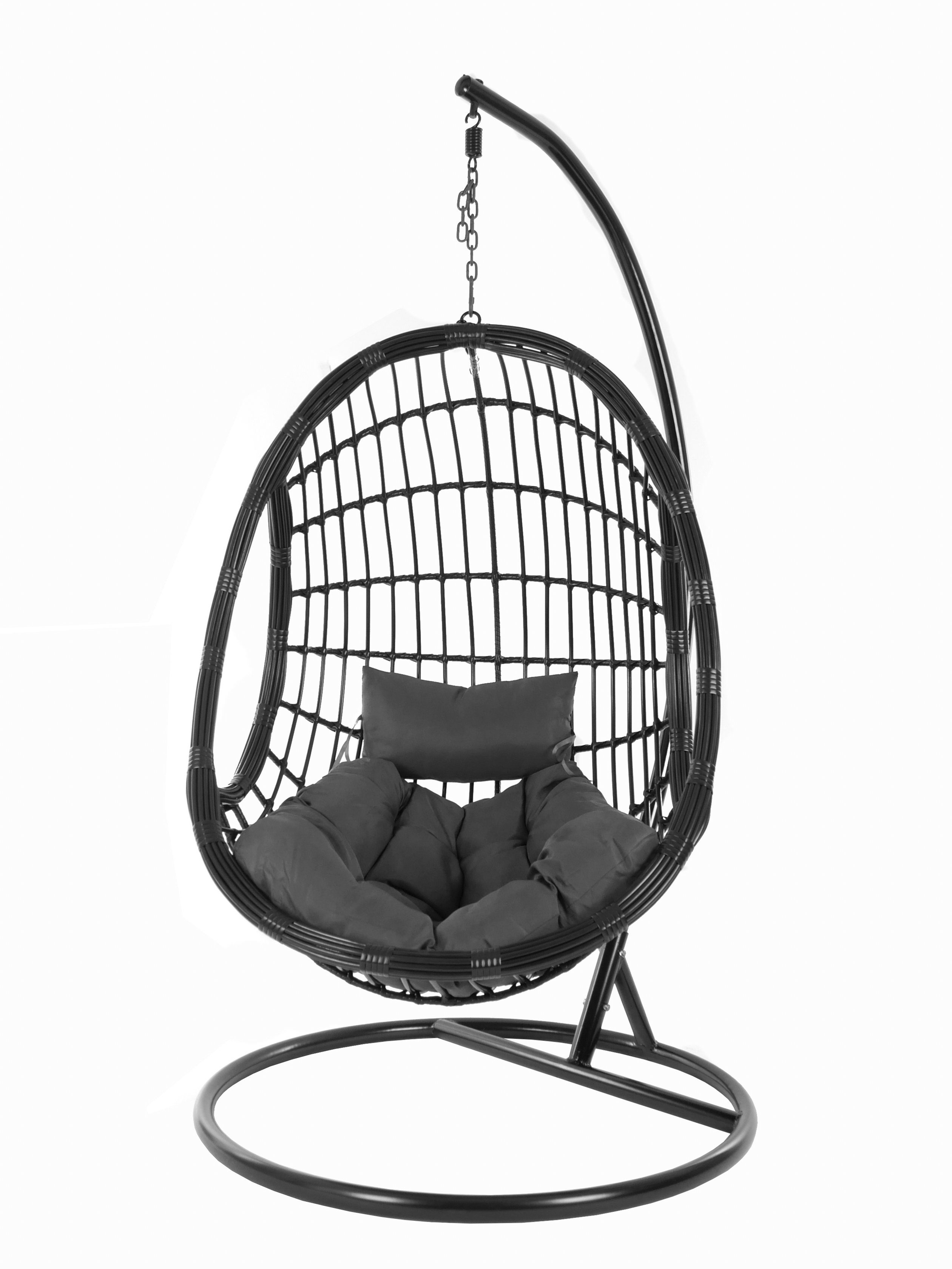KIDEO Hängesessel PALMANOVA black, Swing schwarz, und shadow) dunkelgrau edles Gestell mit Loungemöbel, Kissen, Hängesessel (8999 Schwebesessel, Chair, Design