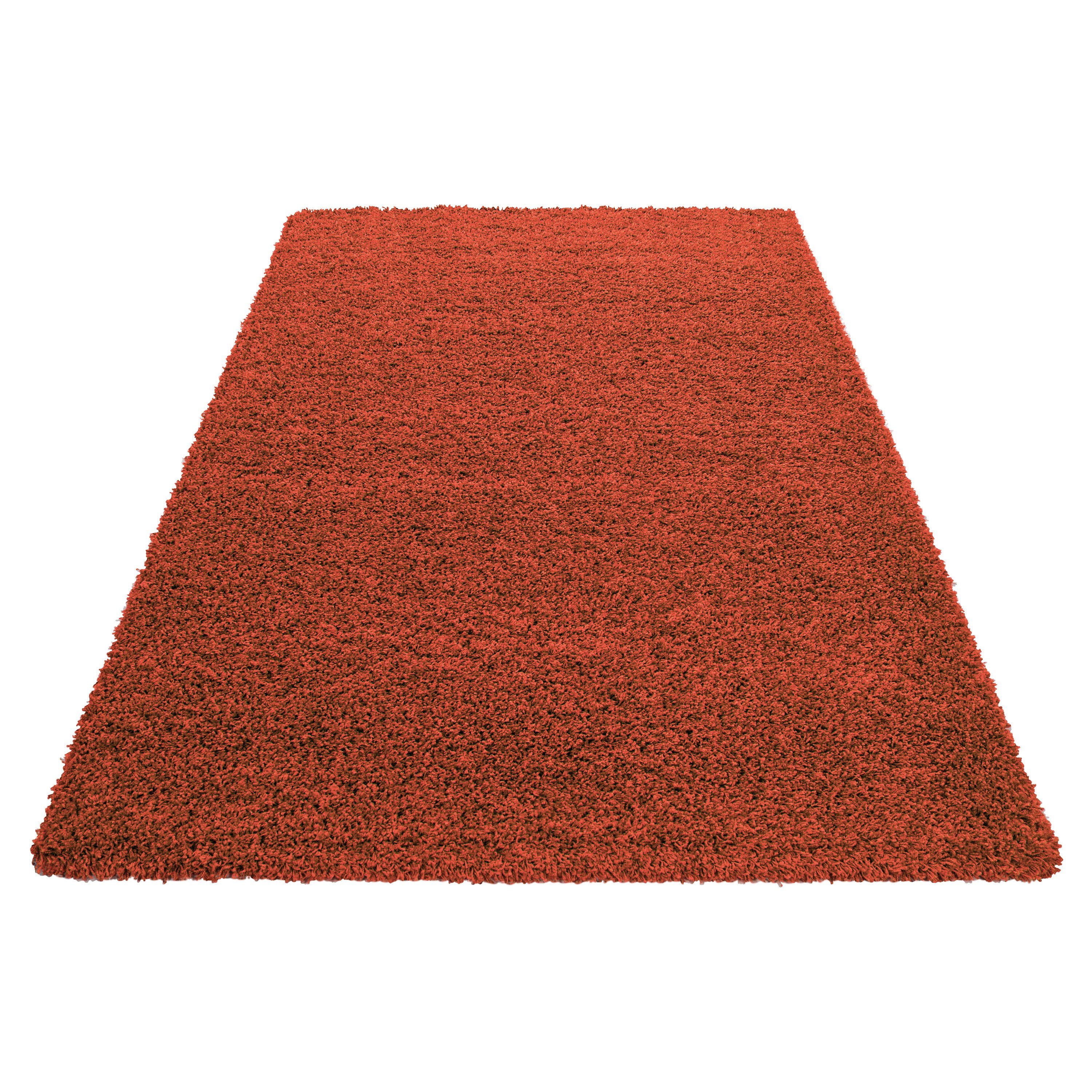 Hochflor-Teppich für Wohnzimmer und Schlafzimmer Unicolor - Einfarbig, Stilvoll Günstig, Rechteck, Höhe: 30 mm