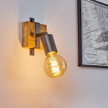hofstein Wandleuchte »Faro« verstellbare Wandlampe aus Metall/Holz in Grau/Natur, ohne Leuchtmittel, 1xE27 Fassung, Wandspot im Industrial-Design