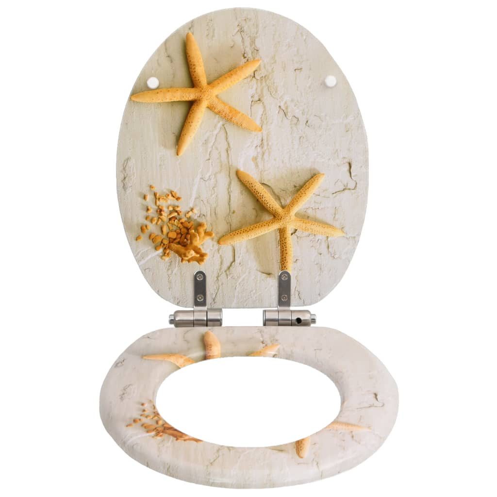 vidaXL WC-Sitz Toilettensitze 2 Stk. mit Soft-Close-Deckel MDF Seestern-Design (2-St)