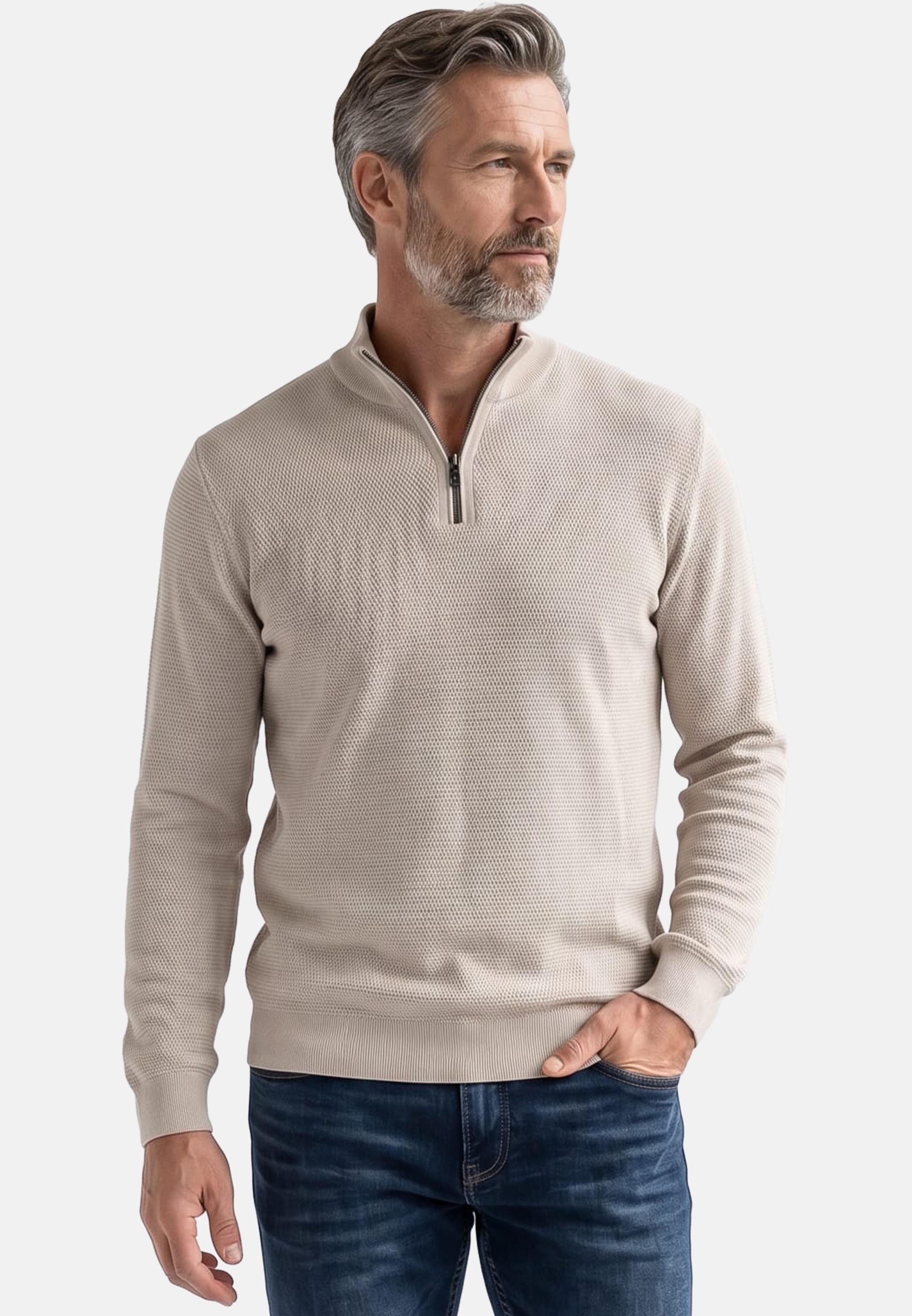 CASAMODA Strickpullover Basic (1-tlg) Troyer - Baumwolle - Atmungsaktiv - Feine Strickstruktur