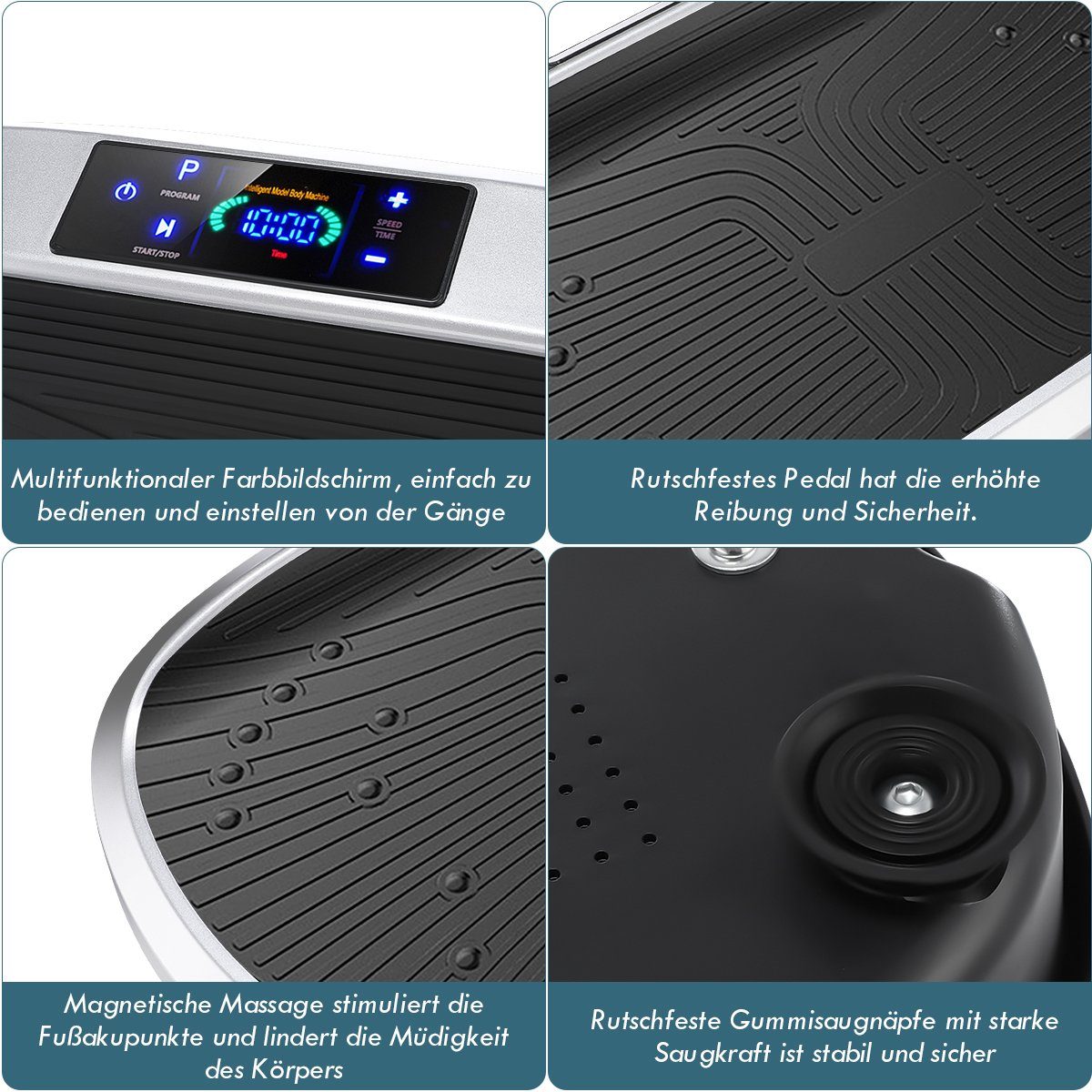 kehot Vibrationsplatte 3D Vibrationsplatte mit 120 Stufen,Spannseil & Fernbedienung, 200 W, 120 Intensitätsstufen, 6 Programme, Magnetfeldmassage,Ganzkörpertrai – Bild 4 von 5