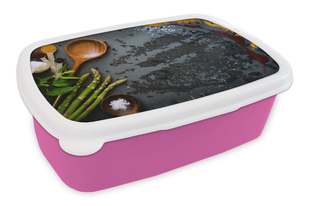MuchoWow Lunchbox Gewürze - Schöpfkelle - Küche, Kunststoff, (2-tlg), Brotbox für Erwachsene, Brotdose Kinder, Snackbox, Mädchen, Kunststoff rosa