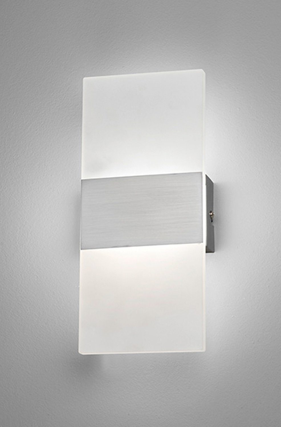 FISCHER & HONSEL LED Wandleuchte FODER, 1-flammig, Silbergrau, Weiß, Metall, Glas, LED fest integriert, Extra-Warmweiß, B 10 x H 27 x T 4 cm