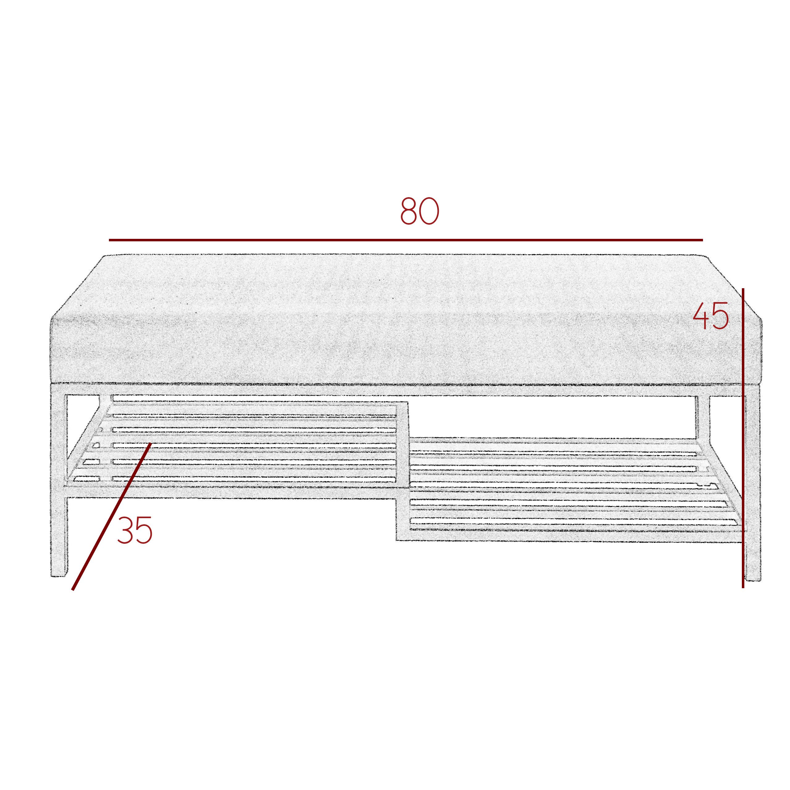 Design Möbel Sitzbank Sitzbank LOFT DESIGN 80cm Gepolsterte Bank mit Ablage Industrial Stil – Bild 3 von 5