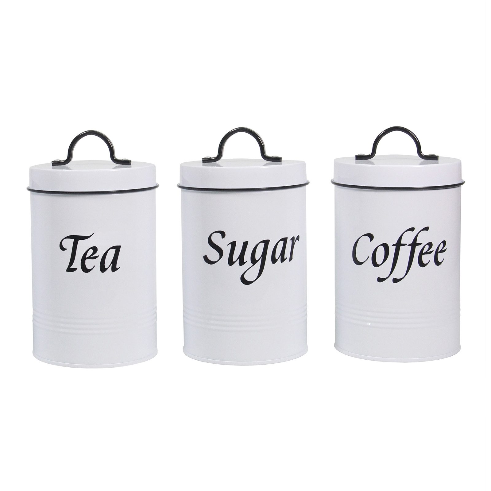 Neuetischkultur Vorratsdose Vorratsdosen 3er-Set Landhaus Weiß, Eisen, (Set, 3-tlg., 3 Vorratsdosen), Metall Kaffeedose Teedose Zuckerdose
