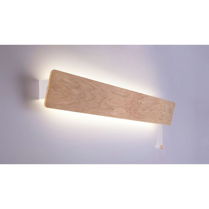 Licht-Erlebnisse Wandleuchte OSLO Warmweiß Wandlampe helles Holz B:98cm Rustikales Design Flur