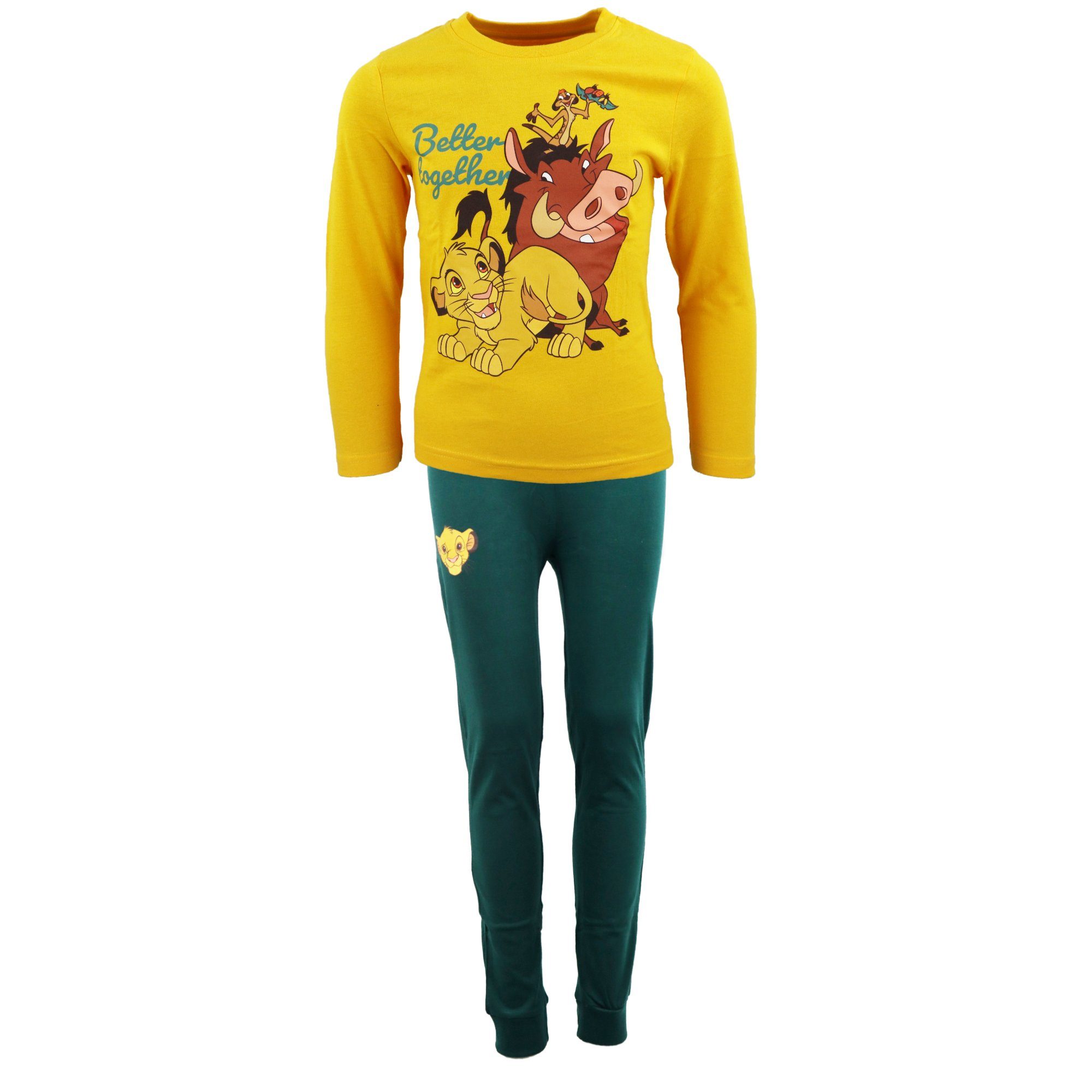 Disney The Lion King Schlafanzug König Der Löwen Simba Kinder Jungen langarm Pyjama Gr. 98 bis 128 Gelb