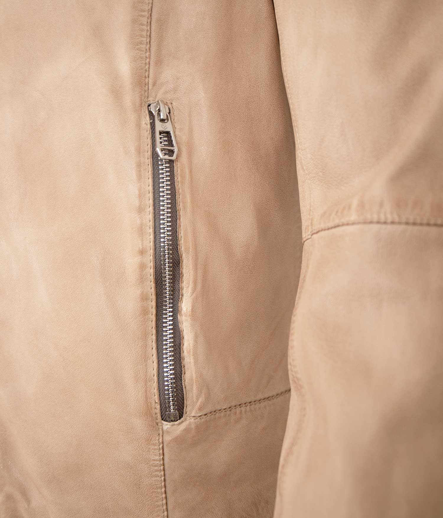 Milestone Lederjacke MSRaymond Milestone - Herren Lederjacke Lammnappa Kapuze beige