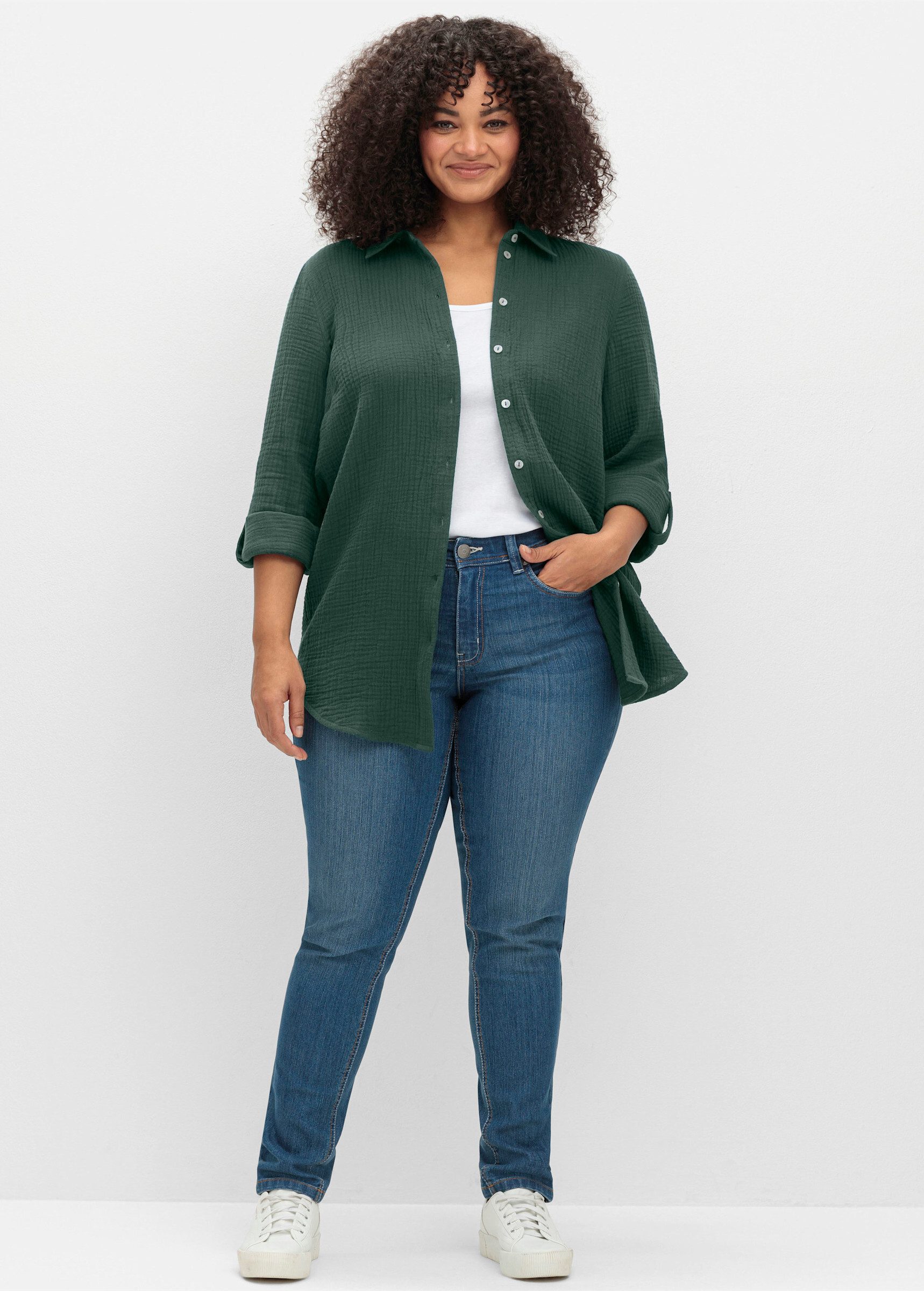 Sheego Klassische Bluse Baumwollbluse günstig online kaufen