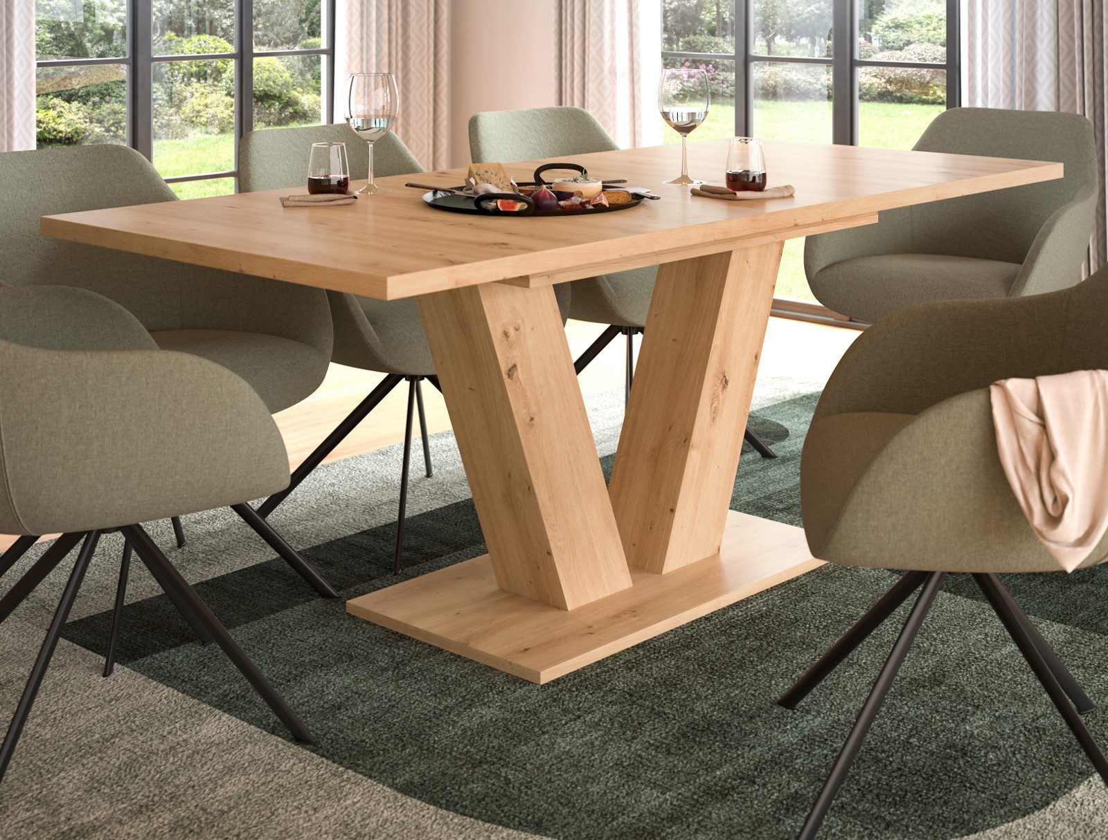 Inn.Furn Esstisch Home-X (Esszimmer Tisch in Eiche Artisan, ausziehbar, 150 günstig online kaufen