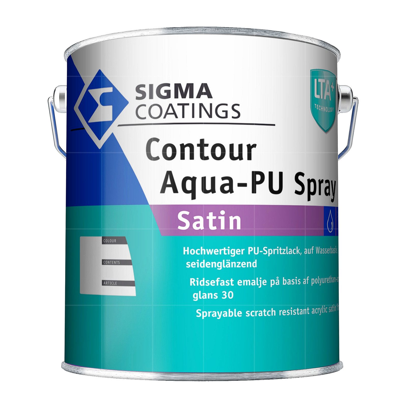 SIGMA Coatings Acryl-Buntlack CONTOUR AQUA-PU SPRAY SATIN - 2.5 LTR (WEISS)