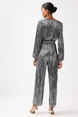 Next Jumpsuit Langärmeliger plissierter Metallic-Overall (1-tlg)