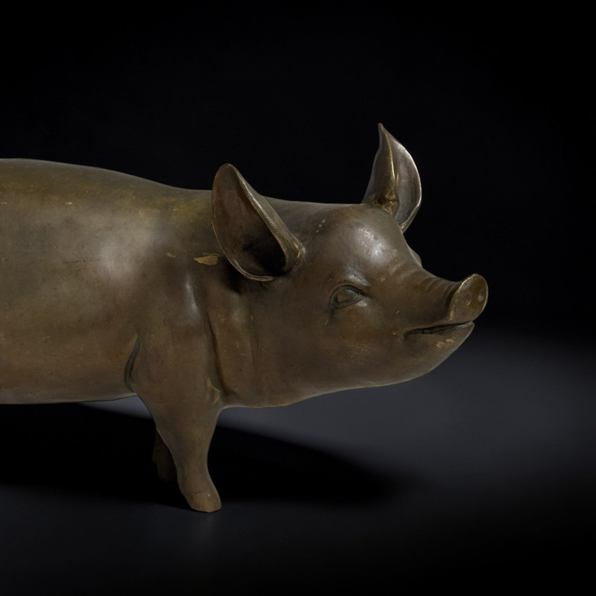 Asien LifeStyle Dekofigur Bronze Skulptur Schwein – Glücksbringer & Sternzeichen, 3,2 kg, 29 cm