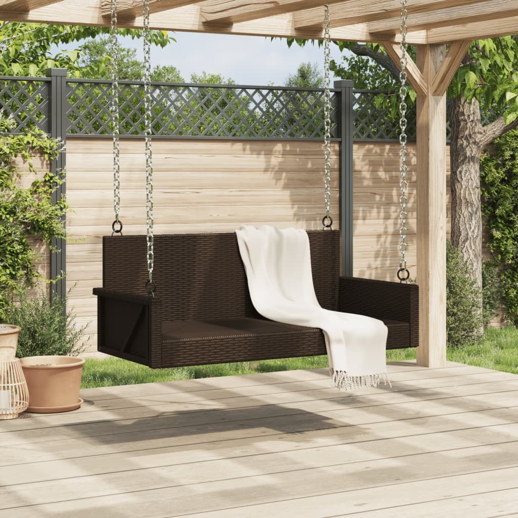 vidaXL Gartenbank Hängebank Braun 119x56x48 cm Poly Rattan (1-St)