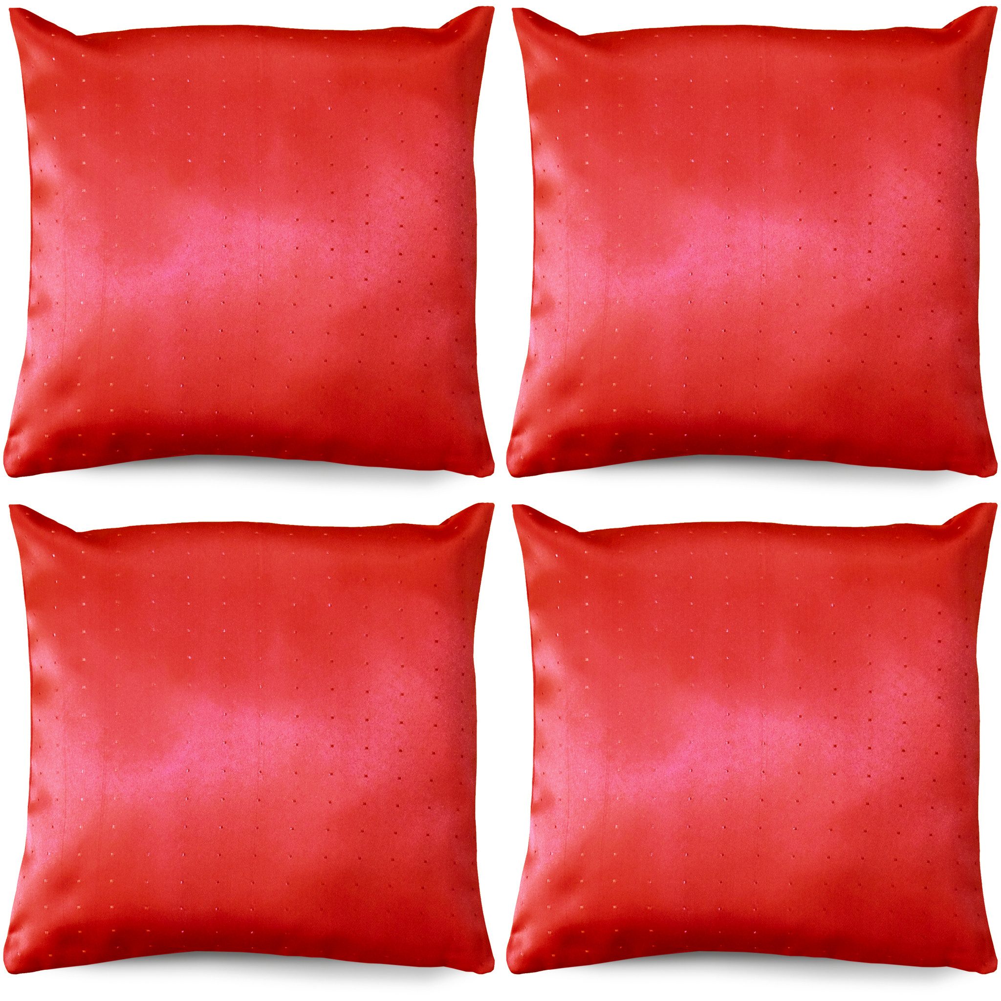 matches21 HOME & HOBBY Kissenbezüge 4er Set Kissenhülle 40x40 cm rot mit Reißverschluss als Deko, (4 Stück), Zierkissen-Bezüge einfarbig für Sofa-Kissen, Couch-Kissen