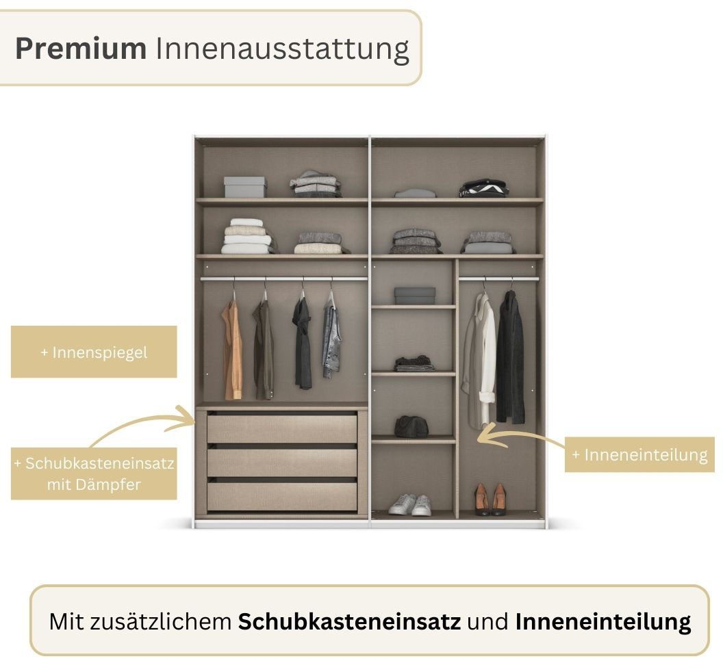 rauch Drehtürenschrank Kleiderschrank Schrank Garderobe Wäscheschrank BESTSELLER MONTCLAR (3 Ausstattungen BASIC/CLASSIC/PREMIUM (SOFT-CLOSE), Breiten 201-400 c – Bild 4 von 5