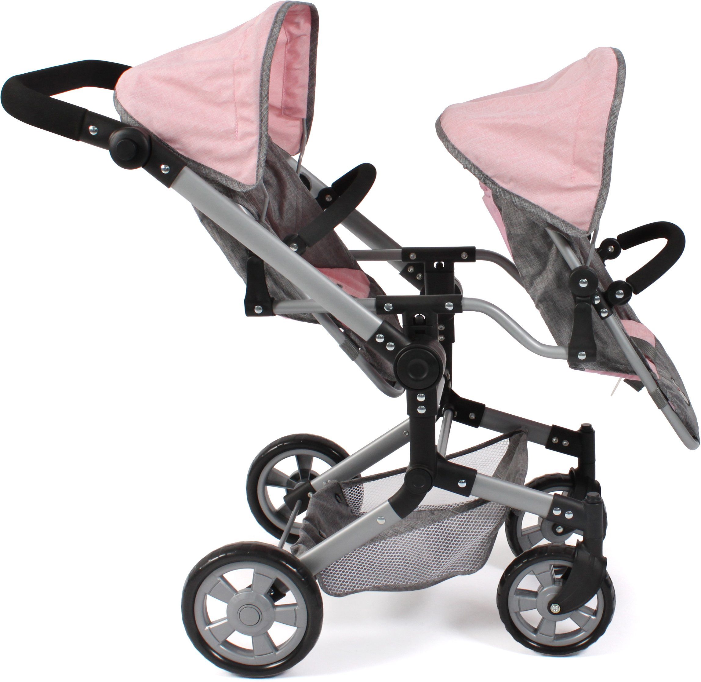 CHIC2000 Puppen-Zwillingsbuggy Linus Duo, mit zwei abnehmbaren, bis in Liegeposition verstellbaren Sportsitzen