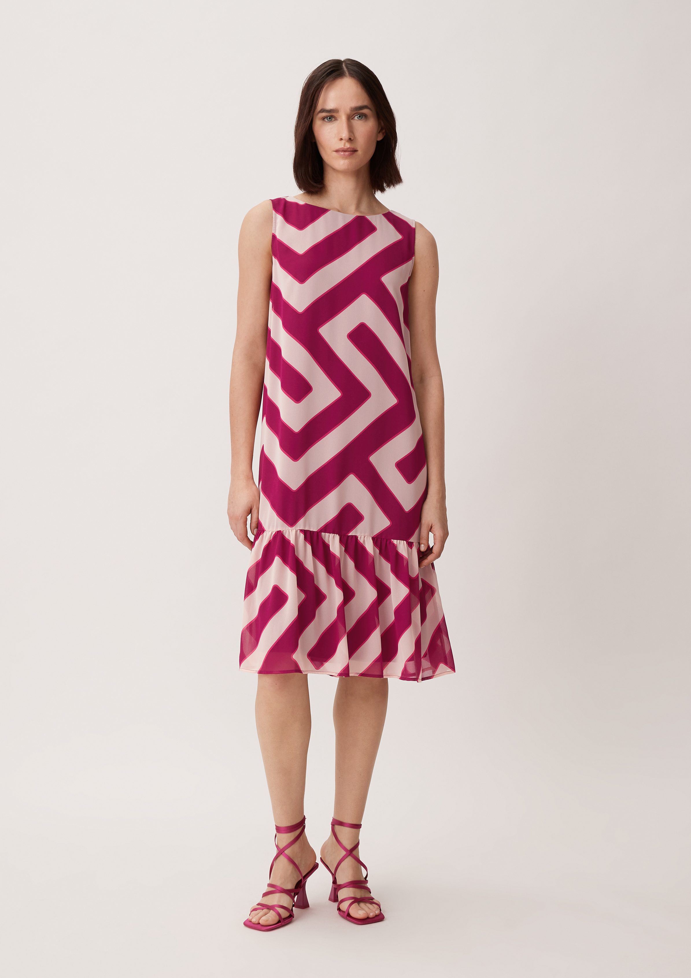 Comma Minikleid Kleid mit fuchsia Volants Volants