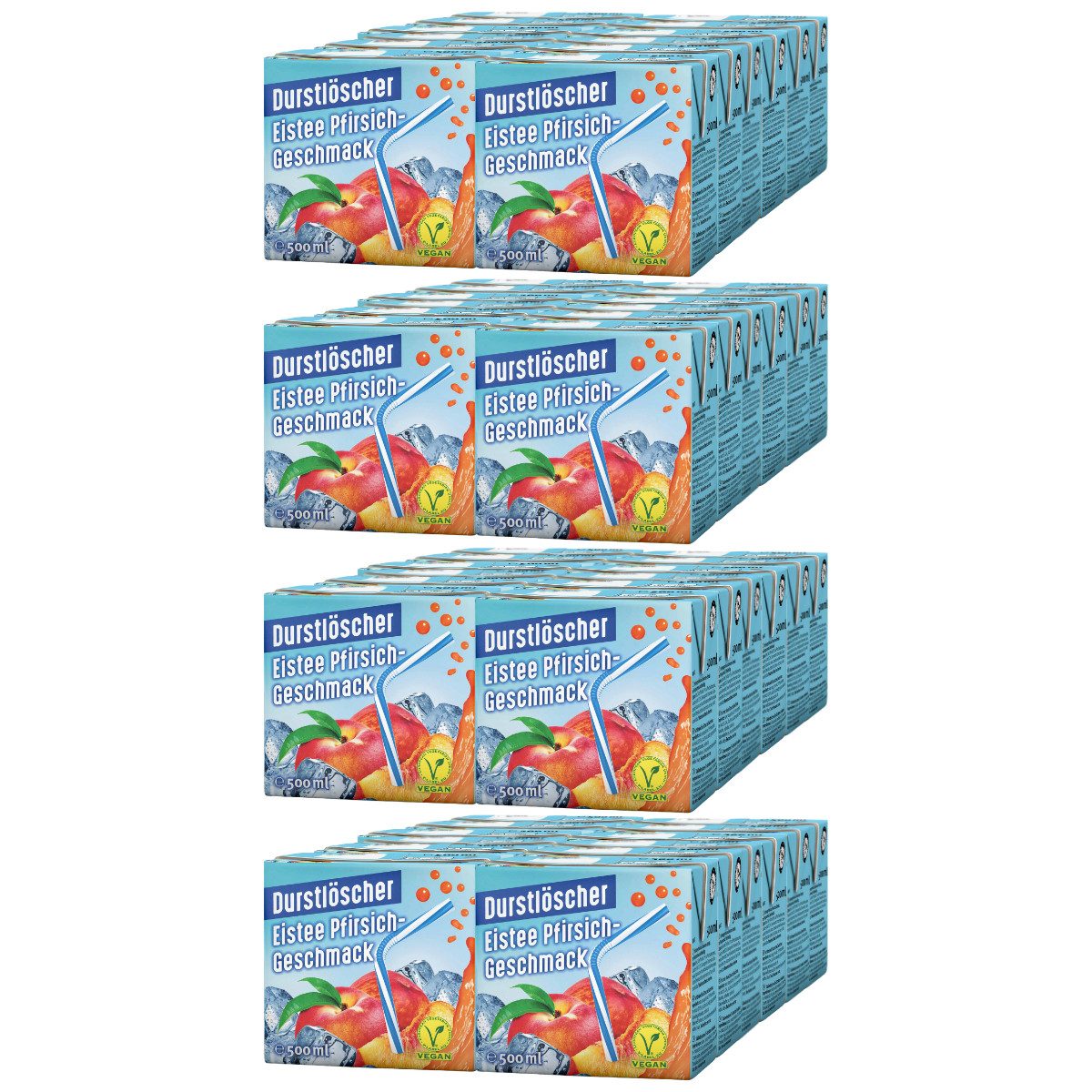DURSTLOESCHER Softgetränk, Durstlöscher Eistee Pfirsich Fruchtsaftgetränk 500ml 48er Pack