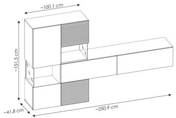 Feldmann-Wohnen Wohnwand Brick, (Brick, Wohnwand), 251x42,5x152cm Hickory Natur / schwarz