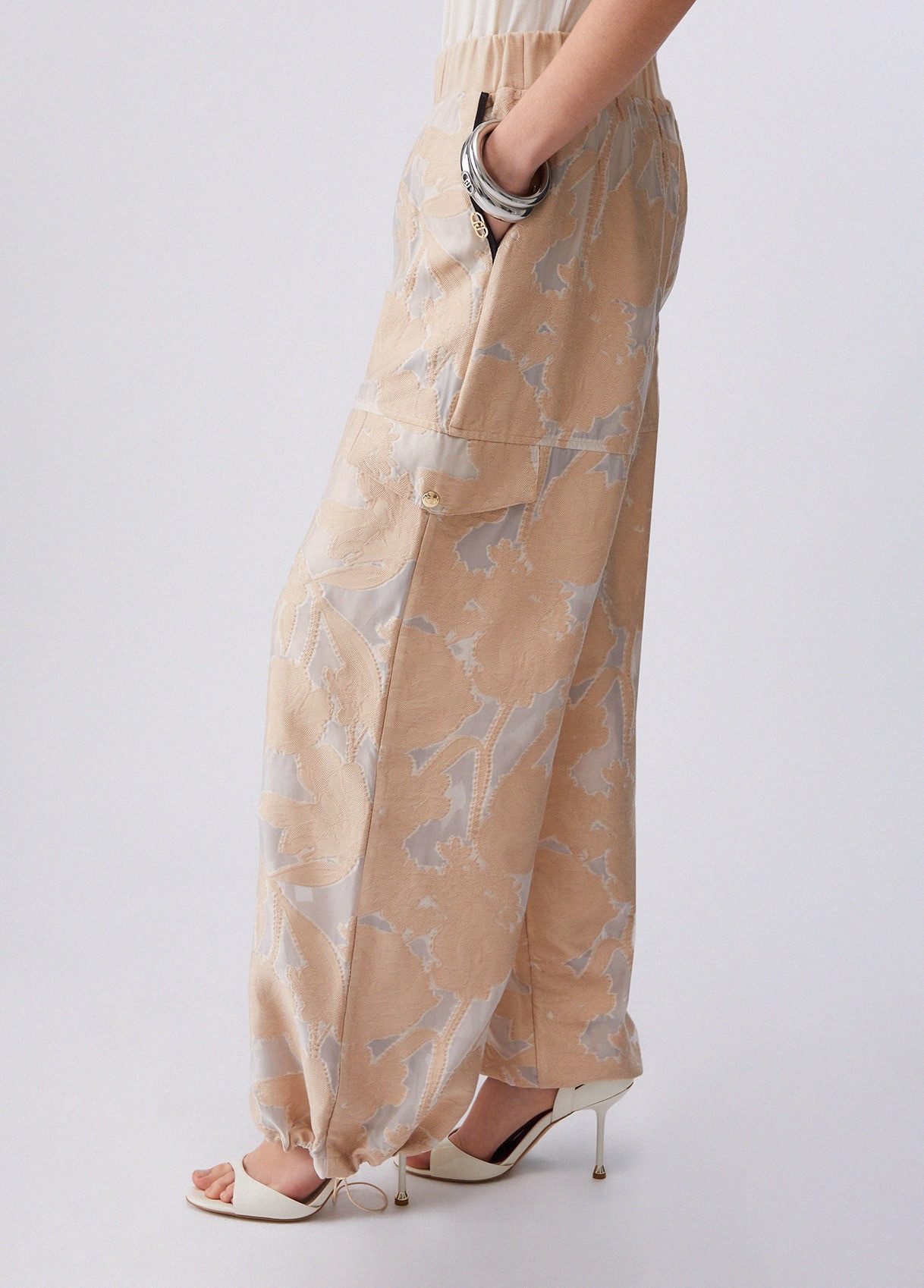 Liu Jo Stoffhose PANTTS TPOTF LUNGO - Damen Stoffhose - Palazzo Hose - Cargo Hose - Wei