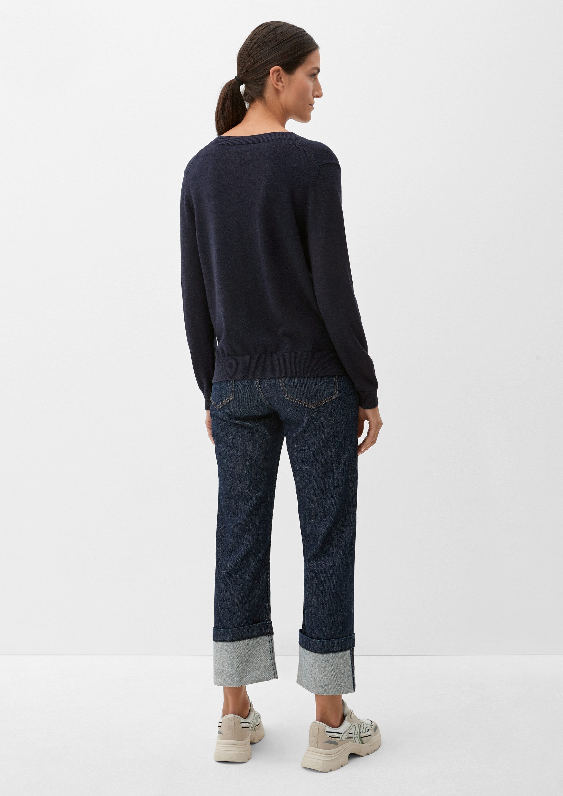s.Oliver Longpullover Strickpullover Feinstrickpullover aus Viskosemix