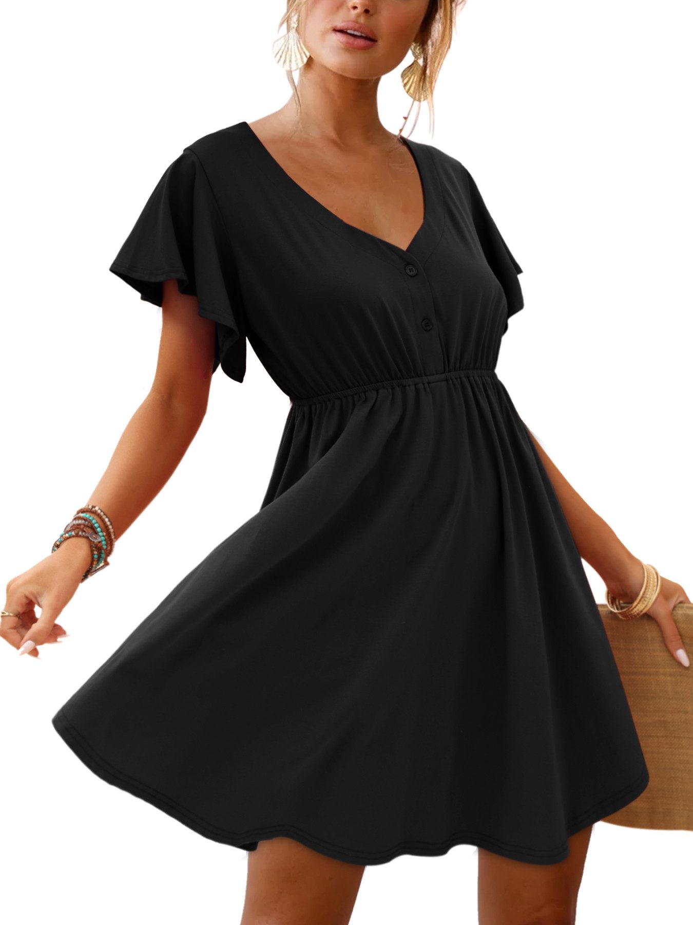 Beluring Tunikakleid Damen Sommerkleid mit kurzen Ärmeln – lässig & vielsei günstig online kaufen