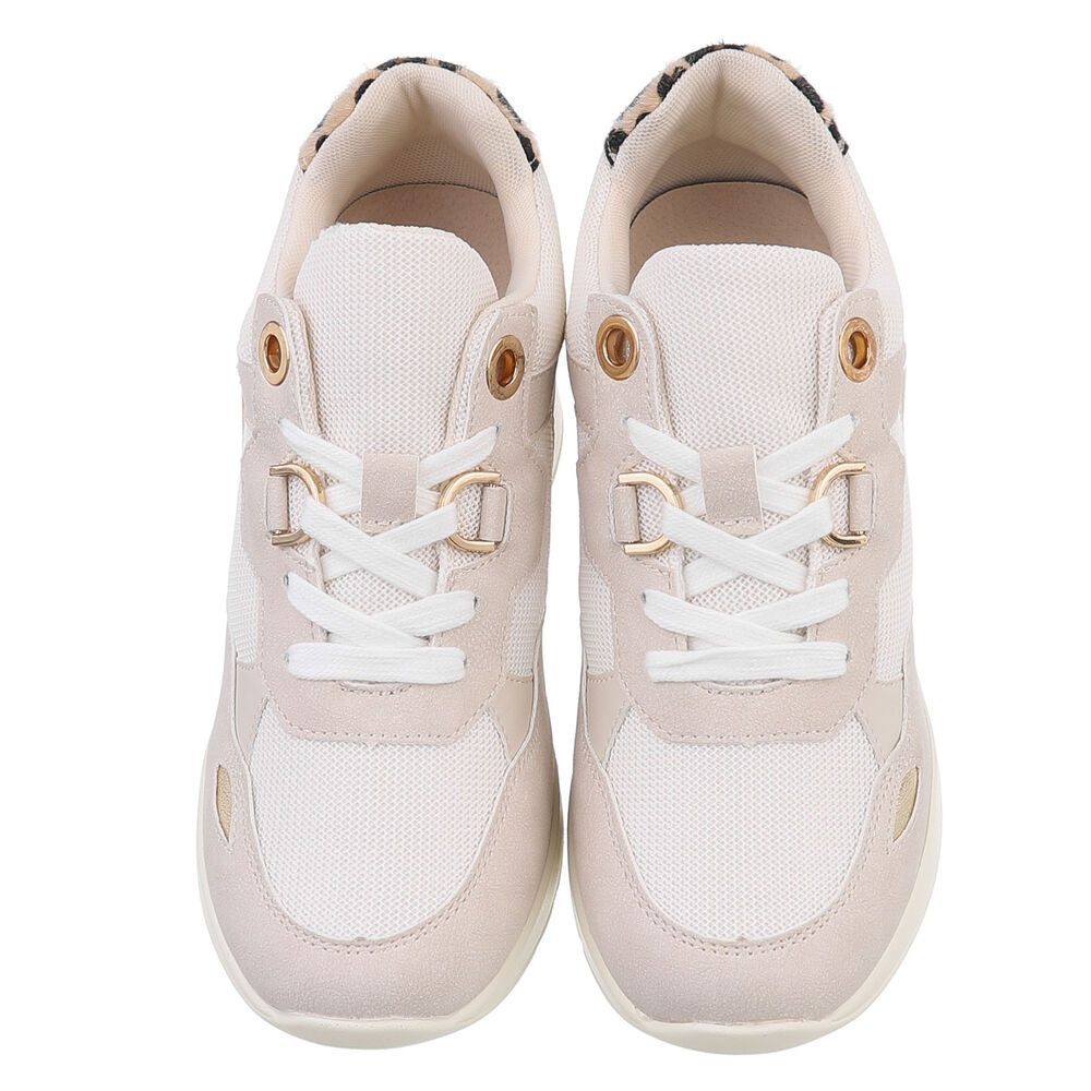 Ital-Design Damen Low-Top Freizeit Sneaker (88577418) Keilabsatz/Wedge Sneakers Low in Beige – Bild 4 von 5