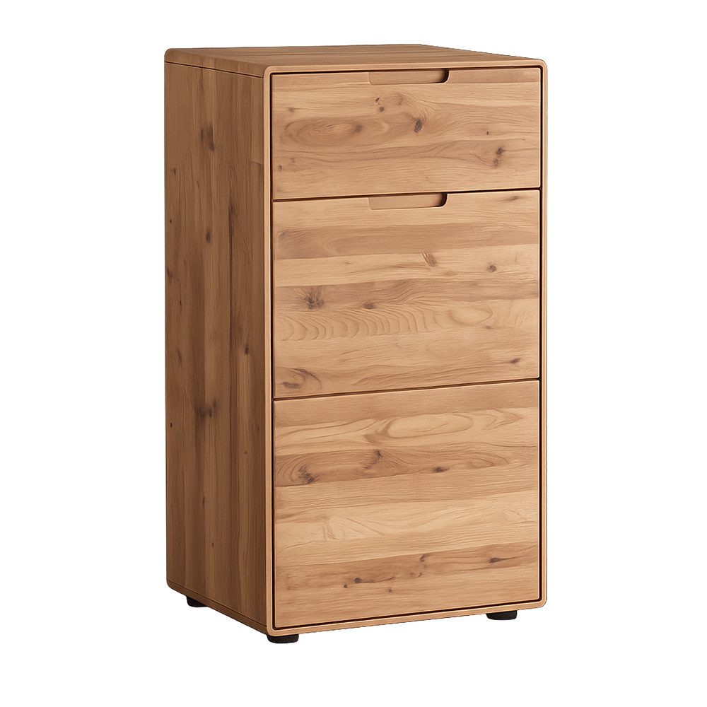 Lomadox Kommode WISLA-69, Massivholz Wildeiche geölt, 51 cm, Griffeinfräsung, Softclose