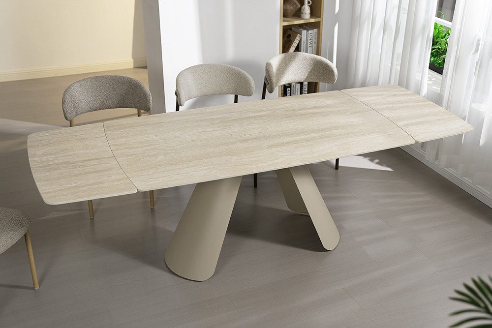 riess-ambiente Esstisch VOGUE 160-240cm champagner/beige - Keramik, Metall, ausziehbar, stil (Einzelartikel, 1-St), Praktischer Wohnzimmertisch - ideal für Familien oder Konferenzen