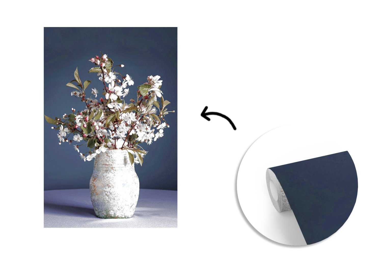 MuchoWow Fototapete Blumenstrauß Stilleben Wandtapete Vase, Tapete Montagefertig - St), bedruckt, Wohnzimmer, für Matt, (3 - Vinyl