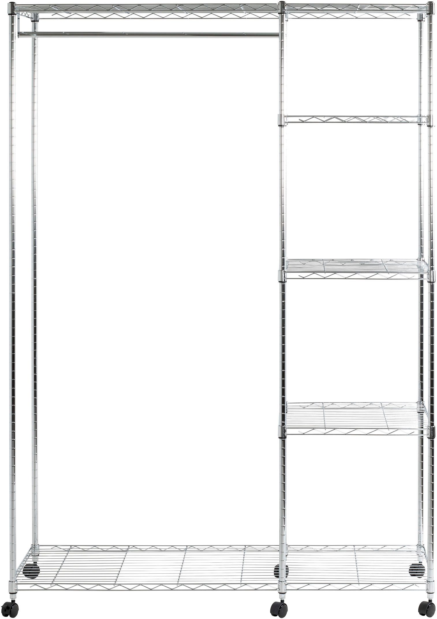 HAKU Garderobenständer Garderobe, Garderobenständer, Kleiderständer auf Rollen, Kleiderwagen, rechteckig - aus Metall Silber - B/T/H 123/45/181 cm