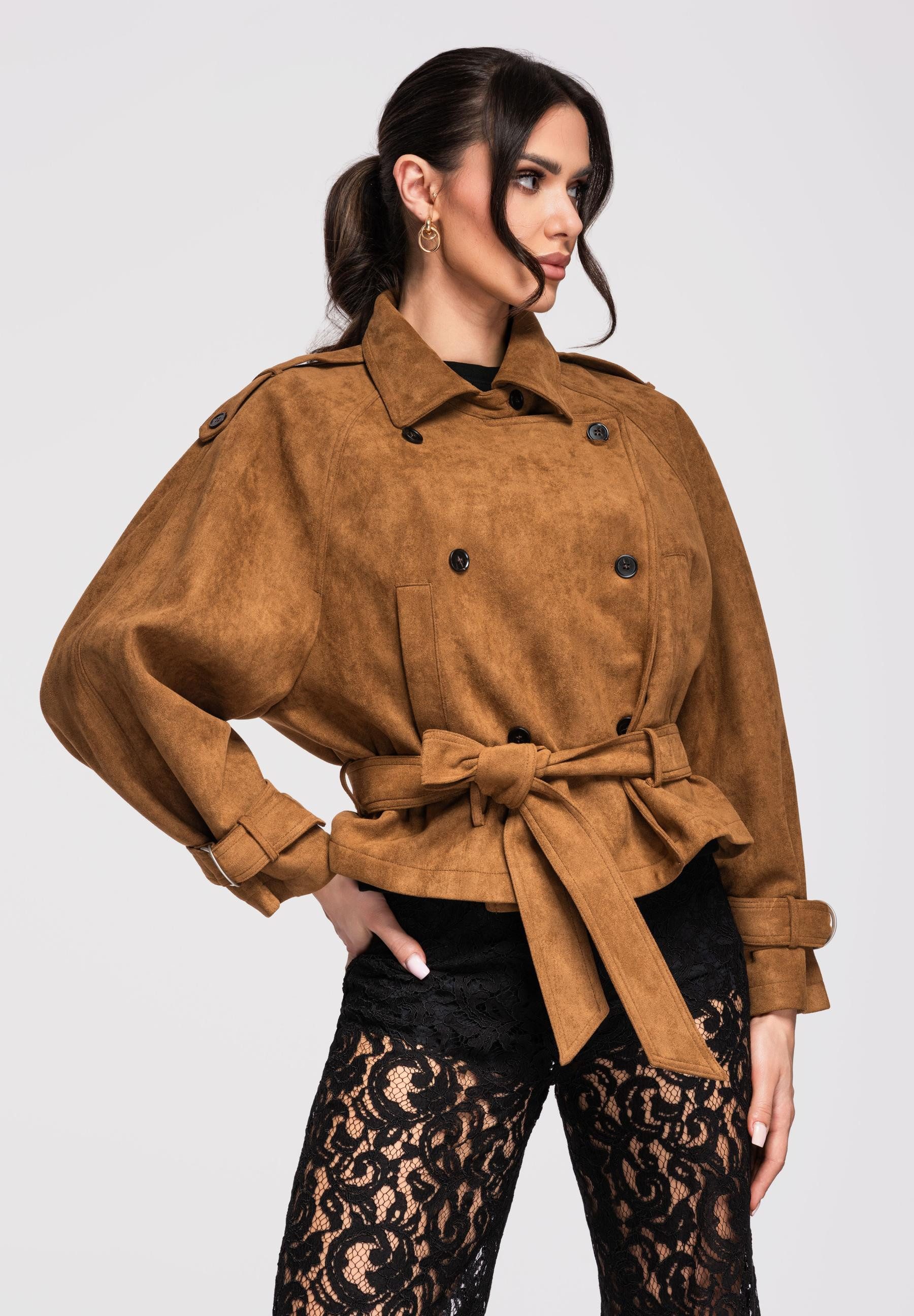 OMBRE Trenchcoat Kurze Damenjacke im Modern-Trench-Stil