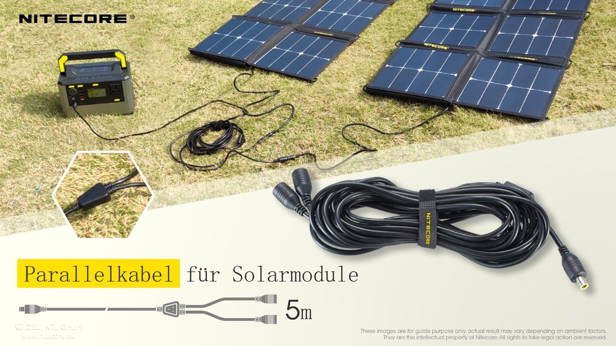 Nitecore 5M Nitecore Verlängerungskabel für Akku-Ladestation Parallelkabel für Nite Solarpanel