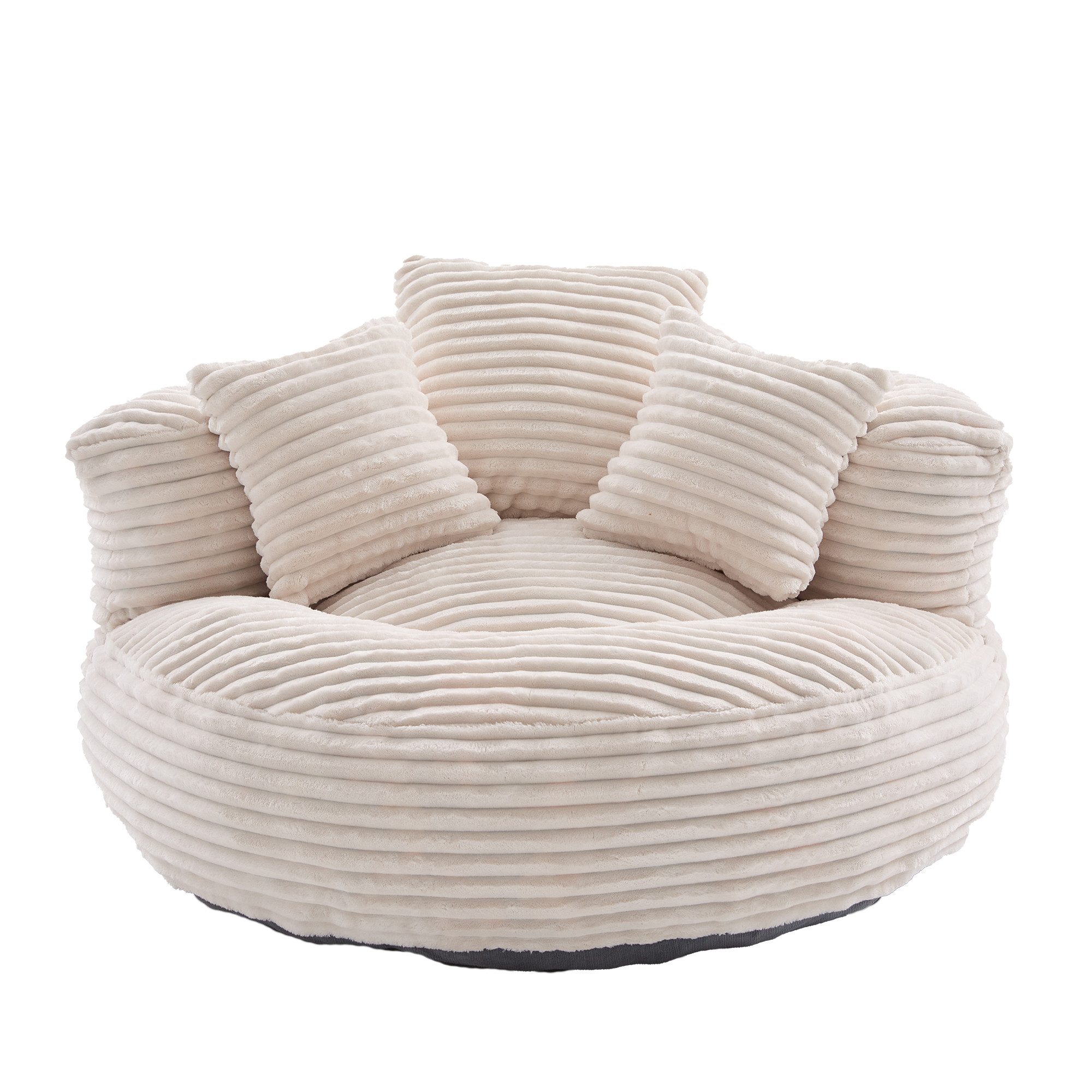 LVHOM Sitzsack 108x108x52cm Chenille Premium Sofa mit 3 extra Kopfkissen (Kuschelig & Atmungsaktiv, Einzelsitzer-Lounge, komplett komprimiert geliefert. Perfekt für Ruhe, Lesen, Gaming & Nickerchen. Ideal für Wohnzimmer, Schlafzimmer, Spielzimmer & Office, Belastbar bis 150kg. Nettogew. 20,5kg), Memory Foam Split, Selbstaufrichtung <3 Tage, Maximaler Liegekomfort