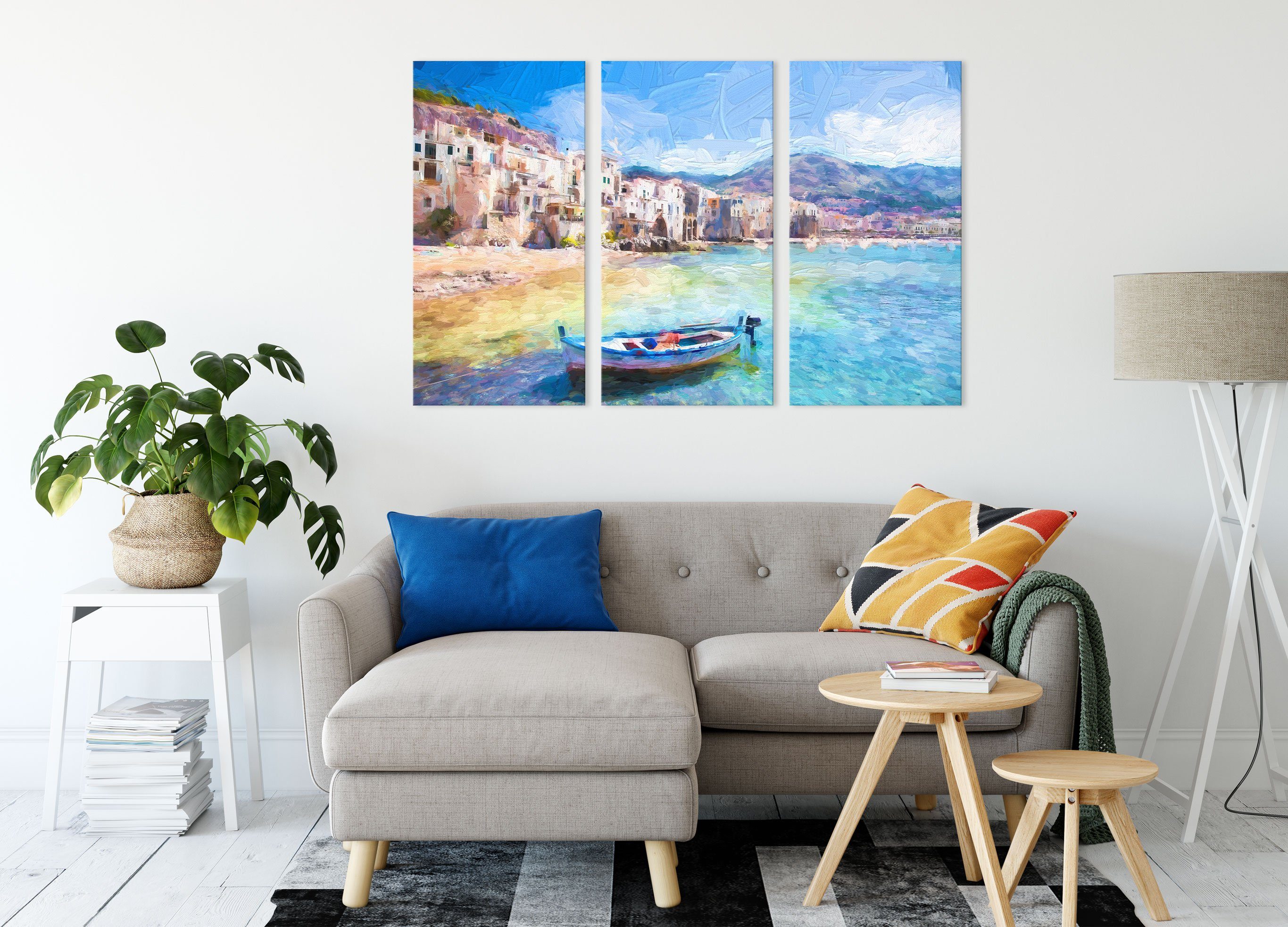 Pixxprint Leinwandbild Wundervoller Blick auf Cefalu, günstig online kaufen