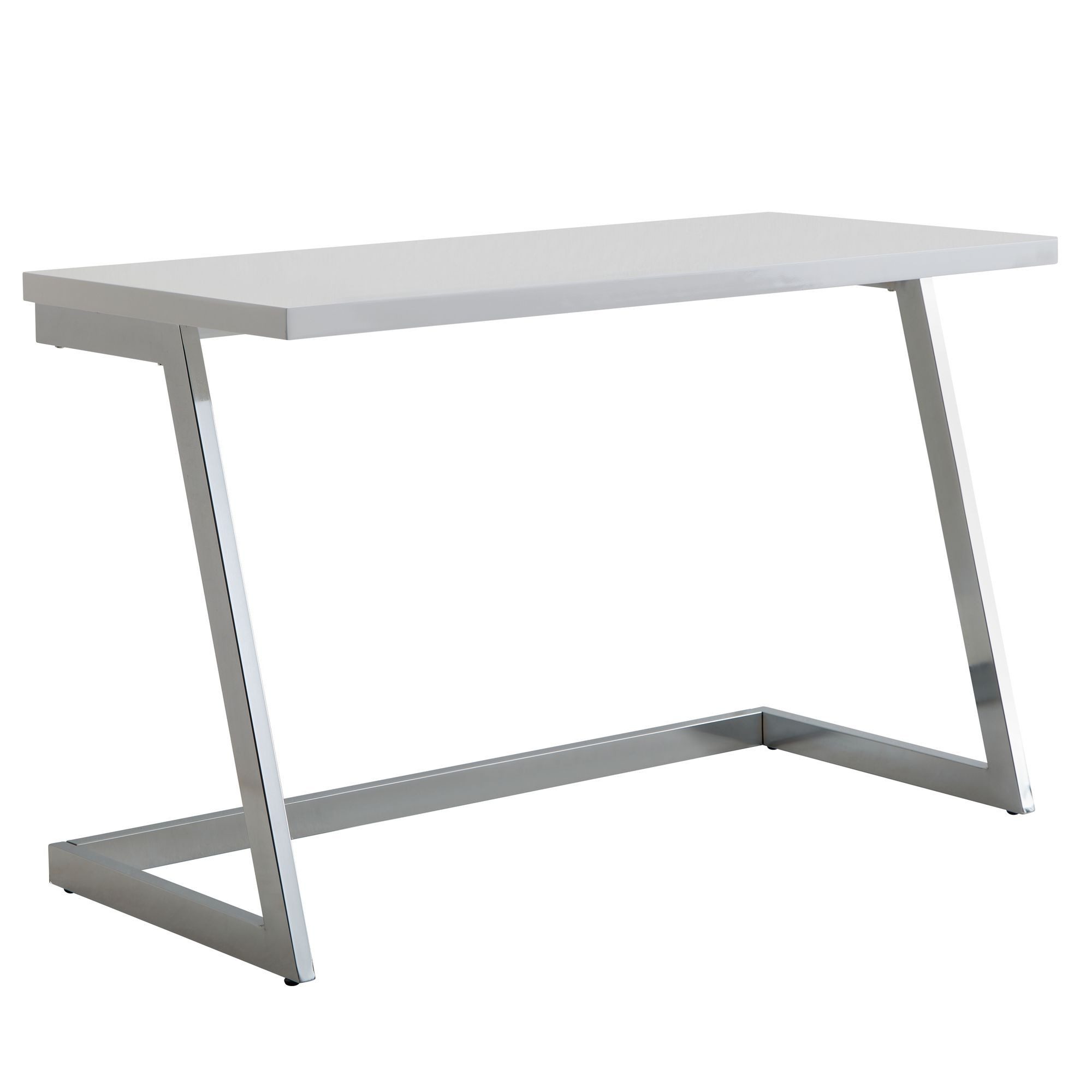 Wohnling Schreibtisch WL6.575 Hochglanz Weiß 120 cm Computertisch Tisch Büro Metall (120x55x76 cm Hochglanz Weiß / Silber Modern), Bürotisch Home-Office, Computertisch Metallbeine