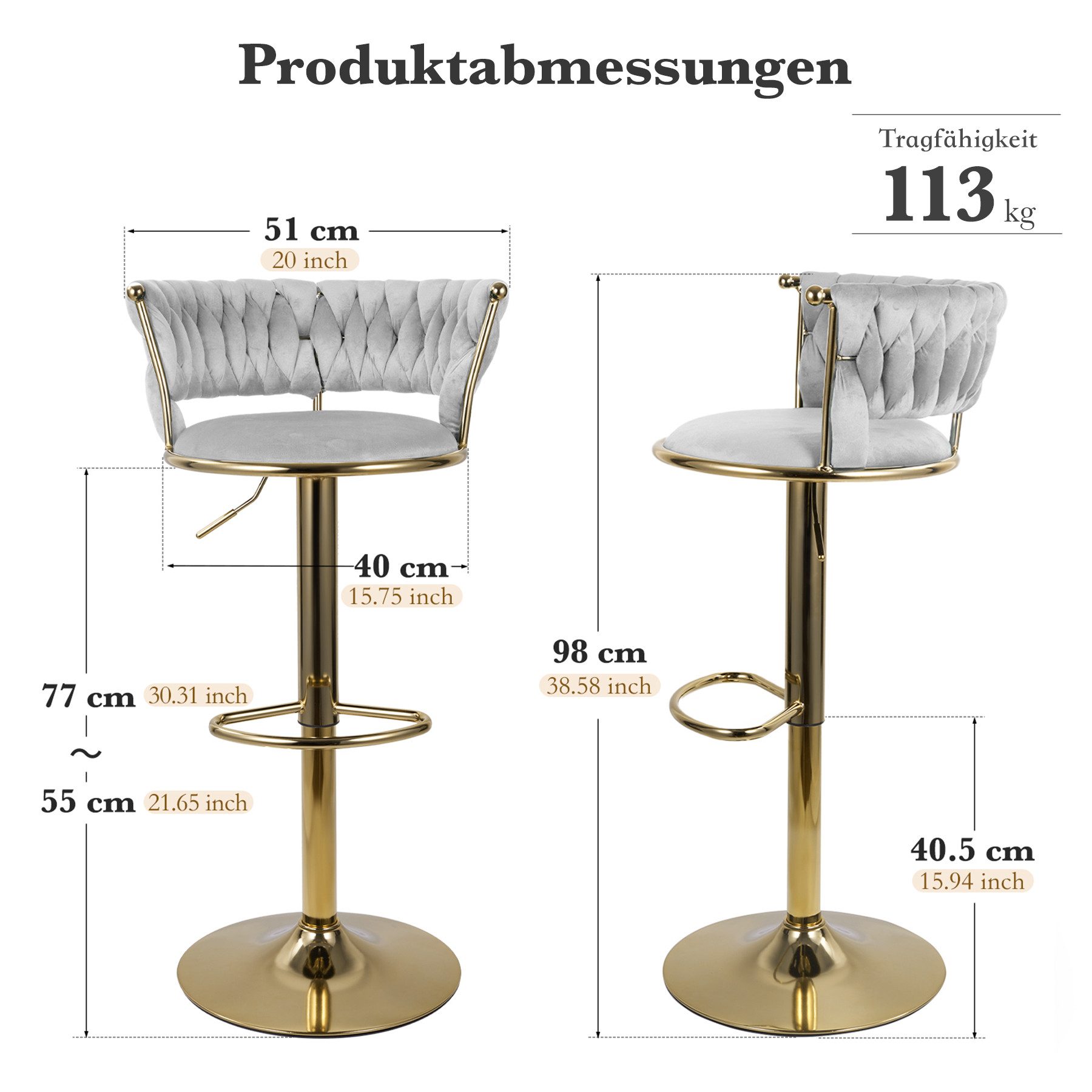 HawthyHome Barhocker Barstuhl mit Rückenlehne und Fußstütze höhenverstellba günstig online kaufen