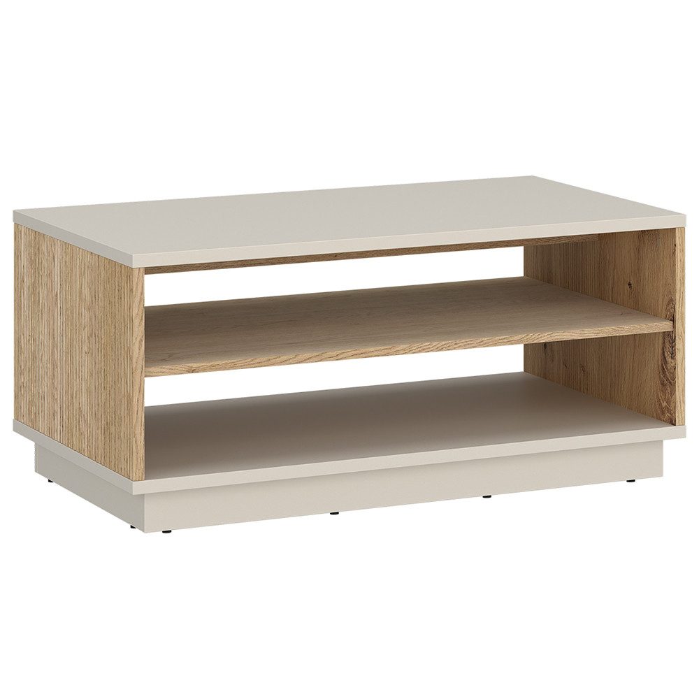 Lomadox Couchtisch MOLINA-129, Wohnzimmertisch in Eiche und kaschmir, 100 cm breit, 2 Fächer