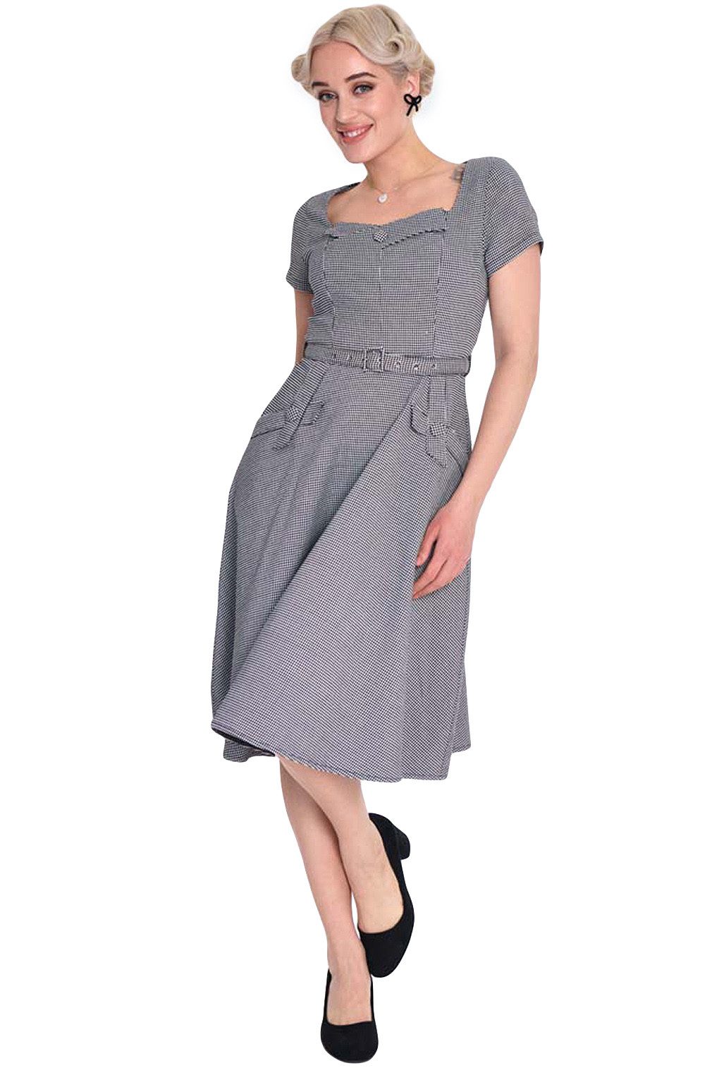 A-Linien-Kleid Houndstooth Flare Dress
